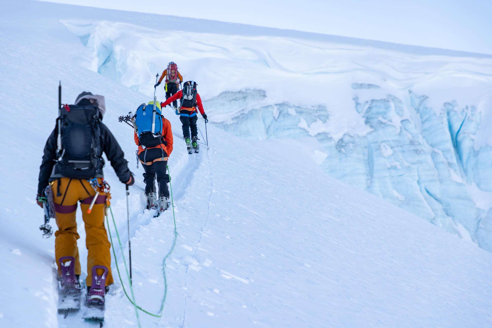 Ski touring on glacier